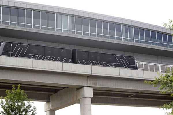 The new Skytrain has stops at the convention center and airport rental car facility.