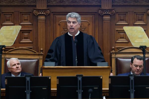 Georgia Supreme Court Chief Justice Michael Boggs delivers his State of the Judiciary address to lawmakers at the Capitol in Atlanta on Tuesday.