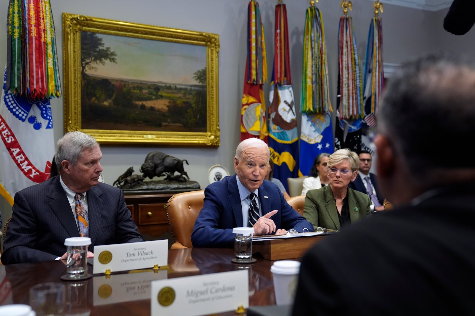 President Joe Biden delivers remarks on the federal government's response to Hurricane Helene and preparations for Hurricane Milton in the Roosevelt Room of the White House, Tuesday, Oct. 8, 2024, in Washington. (AP Photo/Evan Vucci)