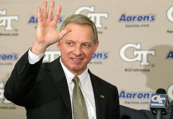 January 18, 2013 - Atlanta, Ga: New Georgia Tech Athletic Director Mike Bobinski waves after he spoke during a press conference at the Edge Building on the Georgia Tech campus Friday morning in Atlanta, Ga., January 18, 2013. Bobinski was the Athletic Director of Xavier University. JASON GETZ / JGETZ@AJC.COM Mike Bobinski hasn't yet waved goodbye to his basketball coach. (Jason Getz/AJC)