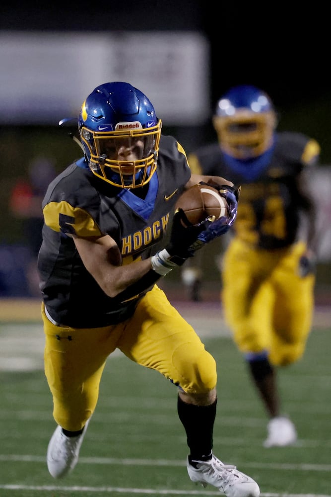 Chattahoochee wide receiver Ben Godwin (5) catches a pass for a first and goal in the first half against Alpharetta at Chattahoochee high school Friday, September 25, 2020 in Johns Creek, Ga.. JASON GETZ FOR THE ATLANTA JOURNAL-CONSTITUTION