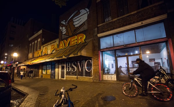 The Mammal Gallery exits onto Broad Street in southwest downtown Atlanta. The art and performance gallery hosts the un sound choreographed performance, a silent performance where audience is asked to arrive and stay silent. The performance ran about a month.