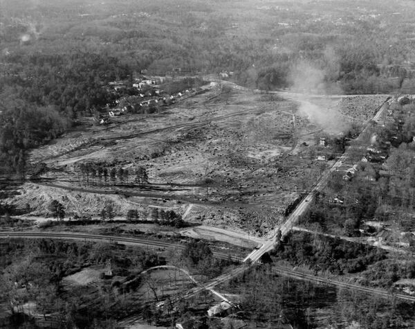 Construction on Lenox Square mall, which began in 1957 before its 1959 opening.