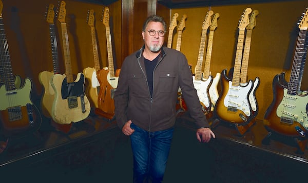 Vince Gill said traveling with the Eagles is like putting on a guitar fashion show, with each band member showing off one new instrument after another. "Each of us has about dozen out there," said Gill, who prefers mostly vintage guitars.  Photos: John Shearer