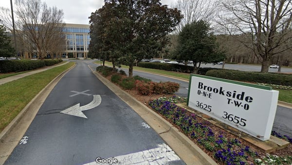 This screenshot shows of one of the entrances to the Brookside office complex in Alpharetta. (Google Maps)