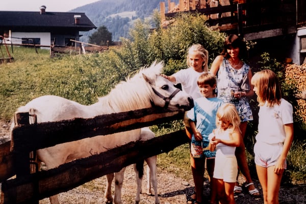 Repro of a photo pictured in Egelsbach, Germany, Thursday, Oct. 31, 2024 shows Claudia Huth and her children. (AP Photo/Michael Probst)