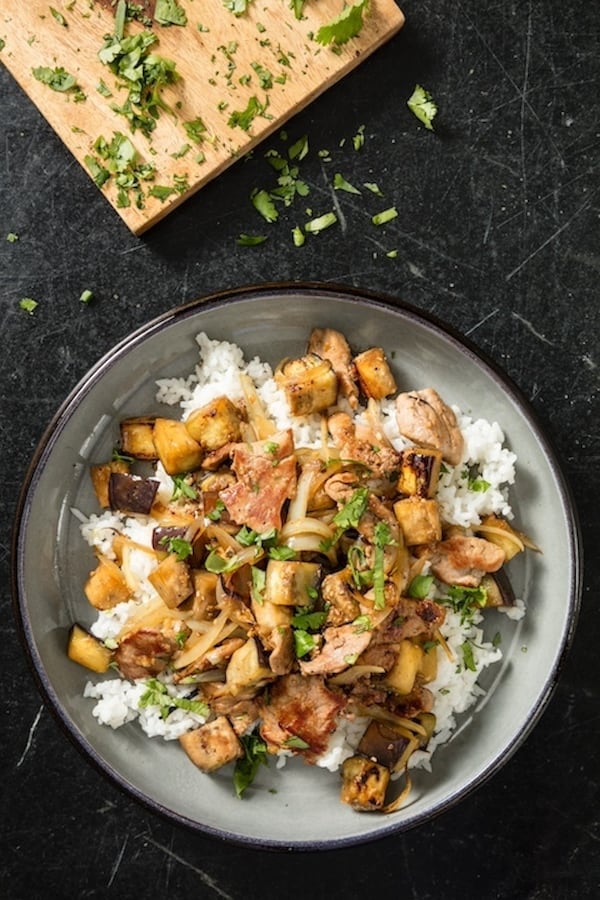 Garlicky Pork with Eggplant can be made with the other half of eggplant used in the ciambotta recipe. (Courtesy of America's Test Kitchen. All rights reserved. Photo: Daniel J. van Ackere)