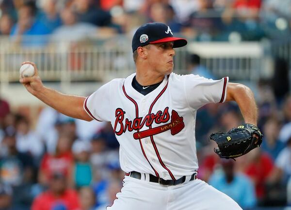  Lucas Sims pitched six solid innings in his major league debut Tuesday, a 3-2 loss to the Dodgers. (AP photo)