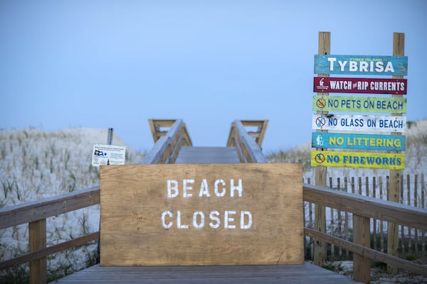 TYBEE ISLAND, GA - APRIL 3, 2020: Tybee Island’s beach entrances were closed to the public until Gov. Brian Kemp’s executive order required local authorities open the beaches for exercise outside, with social distancing of at least 6 feet. (AJC Photo/Stephen B. Morton)