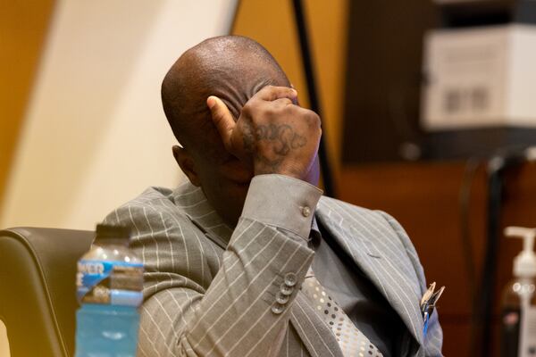 Kenneth Copeland, aka Lil Woody, takes the stand during the YSL trial, featuring Atlanta rapper Young Thug, at the Fulton County Courthouse in Atlanta on Monday, August 12, 2024. (Arvin Temkar / AJC)