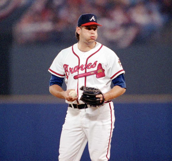 Braves pitcher, Mark Wohlers on the mound during game 3 of the Braves/Reds1995 NLCS series.