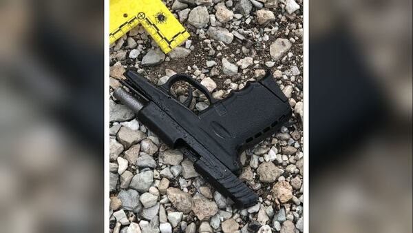 A photo from Chicago police officials shows a handgun carried by suspected cop shooter Michael Blackman during a gun battle with police Saturday, Sept. 21, 2019. Blackman, 45, is also suspected of shooting a woman in the back three days earlier.