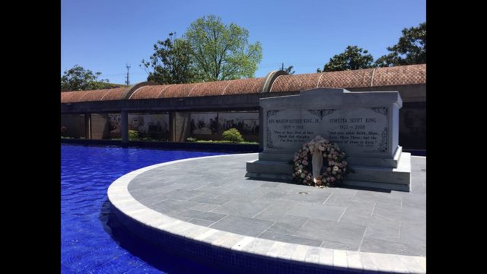 The Crypt where Martin Luther King Jr. and his wife, Coretta Scott King reside on the grounds of the King Center in downtown Atlanta. (AP Photo/Beth J. Harpaz) </p>