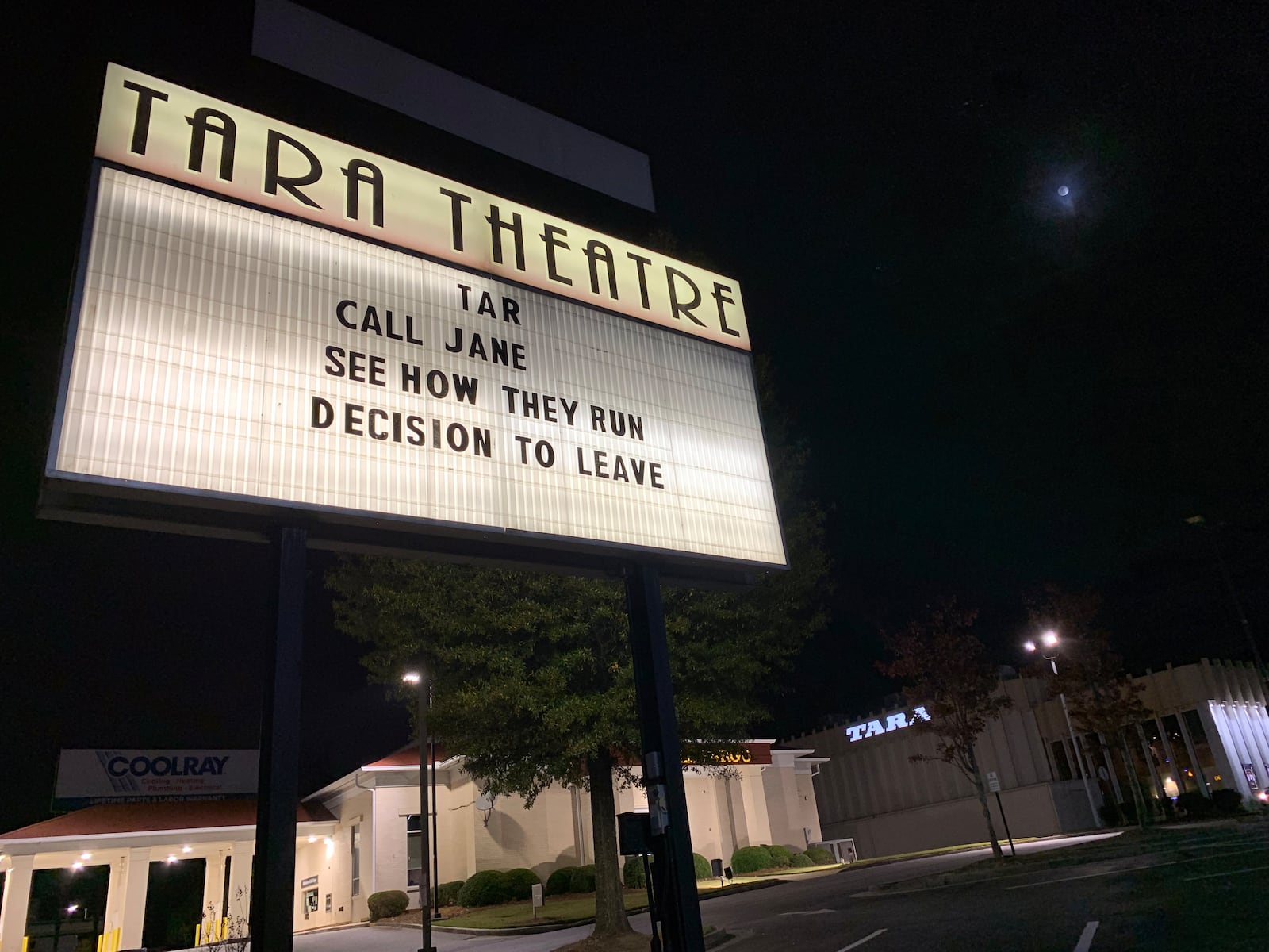 The Tara Theatre's final four films included the ironically titled "Decision to Leave." The theater was shut down on Thursday, Nov. 10, 2022, by its prior owner, Regal Cinemas, but there are now plans for another company to reopen it. (Rodney Ho/rho@ajc.com)