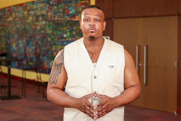 Director Brian Jordan Jr. poses at the Southwest Arts Center, Thursday, June 8, 2023, in Atlanta. Jordan is the director of The Wiz at True Colors Theatre that will feature an all-Atlanta cast. The play will run from June 16 - July 2. (Jason Getz / Jason.Getz@ajc.com)