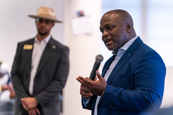 Dr. Bryan Johnson during a recent town hall meeting at The New Schools at Carver.