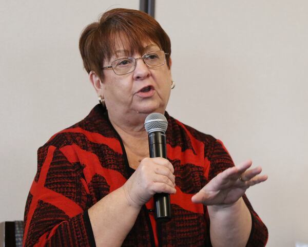 Charlotte Nash, chairman of the Gwinnett County Commission, answers questions about the MARTA referendum, which would extend MARTA into Gwinnett County if it passes, at the Commerce Club in Atlanta on March 11, 2019.