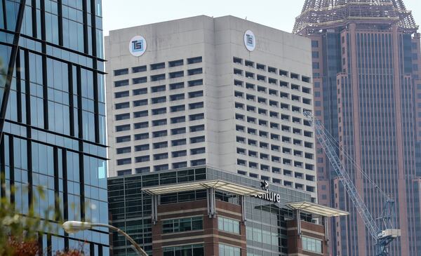 The largest zombie building hovers over Midtown. It’s the old AT&T building, a 47-story, 1.4-million-square-foot concrete monolith without a living soul inside. It’s now called “Tower Square.” (John Spink/AJC 2020 file)