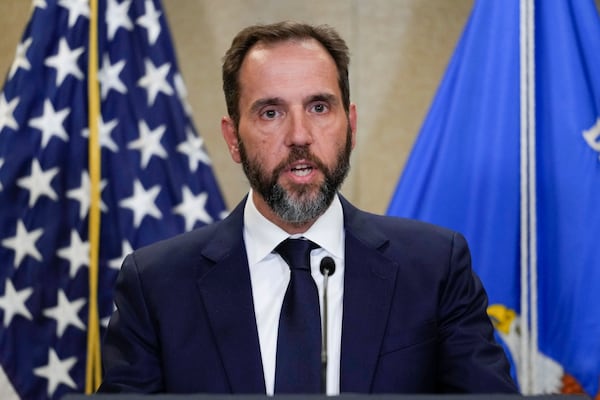 FILE - Special counsel Jack Smith speaks to the media about an indictment of former President Donald Trump, Tuesday, Aug. 1, 2023, at an office of the Department of Justice in Washington. (AP Photo/J. Scott Applewhite, File)