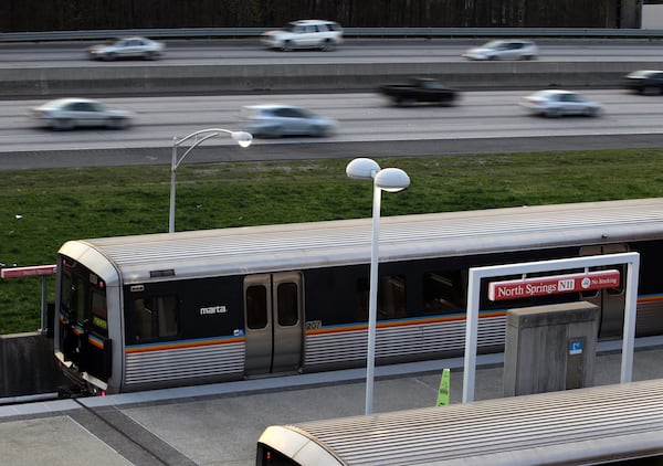 A MARTA train at North Springs station on Georgia 400, the northernmost stop on the system's Red Line. Credit Curtis Compton/CCOMPTON@AJC.COM