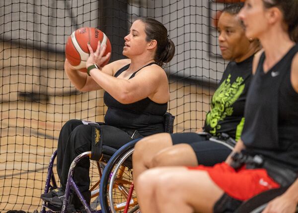 Maggie Frederick handles the ball during practice at Shoot 360 in Alpharetta. PHIL SKINNER FOR THE ATLANTA JOURNAL-CONSTITUTION