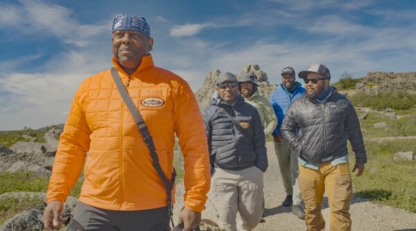 (l. to. r.) Black outdoorsmen Chad Brown, James Edwards, Jahmicah Dawes, Alex Bailey and Nicholas Brooks appear in "Blackwaters: Brotherhood in the Wild," a short documentary about their experiences in wildlife.