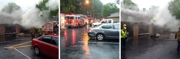 Lightning reportedly caused a fire at a Lawrenceville apartment complex during Thursday's storms.