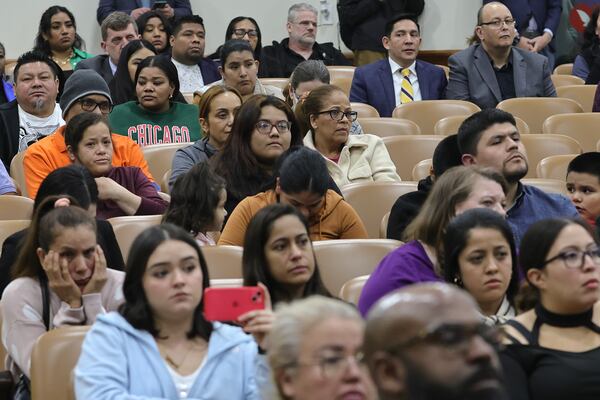 Members of the Gwinnett community gather for a town hall to address youth violence at Universal Church in Norcross on Thursday, March 9, 2023. (Natrice Miller/ Natrice.miller@ajc.com)