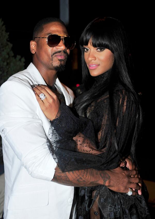 ATLANTA, GA - JULY 29: (L-R) Music Producer Stevie J with his wife recording artist Joseline Hernandez attend UrbanDaddy Presents Grey Goose Le Melon Fruit Of Kings at W Atlanta Buckhead on July 29, 2014 in Atlanta, Georgia. (Photo by Moses Robinson/Getty Images for UrbanDaddy) Stevie J and his squeeze Joseline last August. CREDIT: Getty Images.