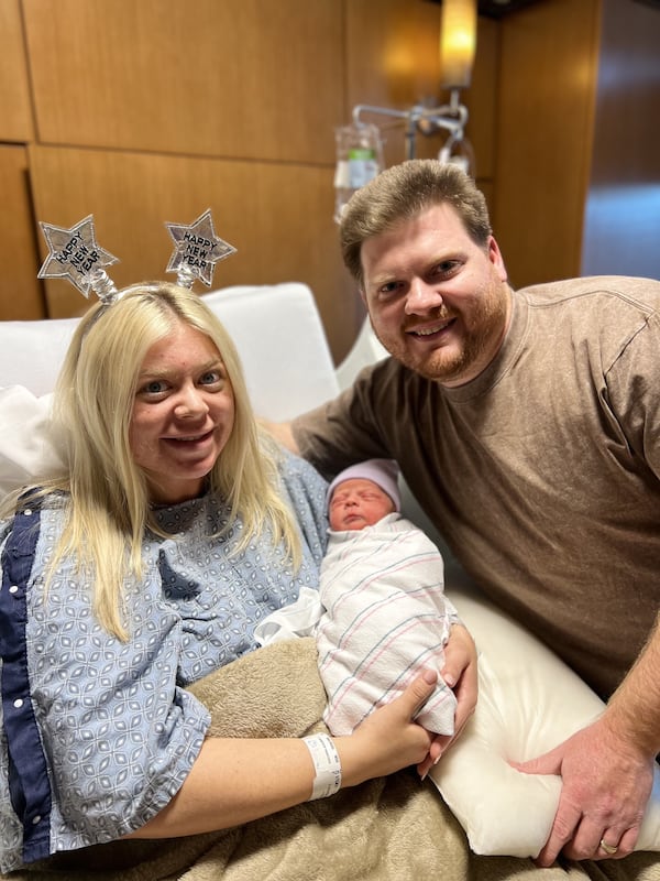 Baker Moss Anderson was the first baby of 2025 born at Northside Hospital Forsyth to mom Sarah Anderson and dad Brett Anderson.