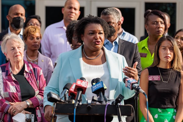 Democratic gubernatorial nominee Stacey Abrams trails Republican Gov. Brian Kemp in the latest Atlanta Journal-Constitution poll, but she does hold an edge of 51% to 33% among female voters. (Arvin Temkar / arvin.temkar@ajc.com)