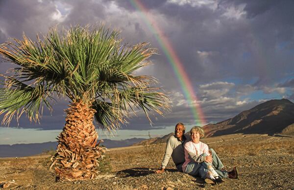 Marti Ellis and Sam Hagan traveled throughout the U.S.  and abroad, usually seeking out natural settings. Here they are in Death Valley, California. Photo: Sam Hagan