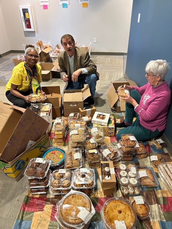 Every Monday, HOPE volunteers meet to sort Publix donations of breads and sweets and distribute them to community partners in Marietta. Photo courtesy of North River HOPE Worldwide