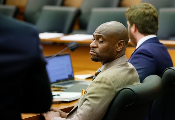 Nathan Wade, a special prosecutor advising the grand jury,, listens to arguments during a hearing on Georgia Governor Brian Kemp's motion to quash his subpoena from the special purpose grand jury in Atlanta, GA, on Thursday, August 25, 2022.  on Thursday, August 25, 2022.   (Bob Andres for the Atlanta Journal Constitution)