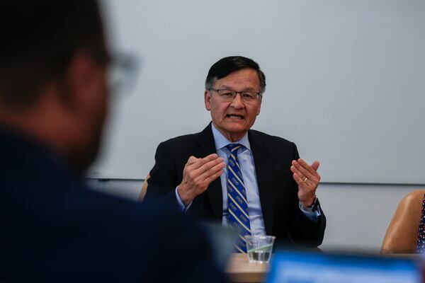 Emory Healthcare CEO Dr. Joon Lee during a recent meeting with the AJC editorial board.