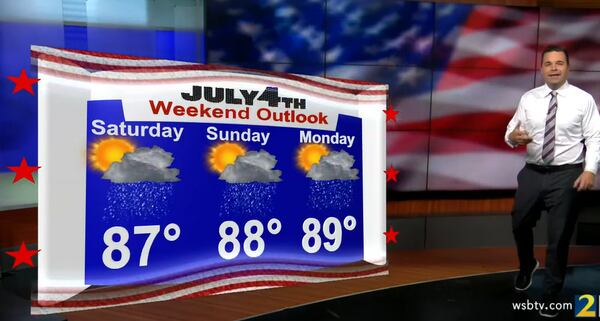 Channel 2 Action News meteorologist Brian Monahan is calling for a chance of showers and storms each day through the holiday weekend, but it won't be a washout. Highs in the upper 80s are forecast.