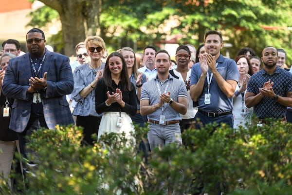 Delta staff members attend the  building dedication event at Delta headquarters in Atlanta, Georgia on  Monday, June 24, 2024.  (Ziyu Julian Zhu / AJC)