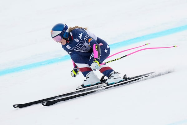 United States' Lindsey Vonn skis during a women's super-G run at the World Cup Finals, Sunday, March 23, 2025, in Sun Valley, Idaho. (AP Photo/Robert F. Bukaty)