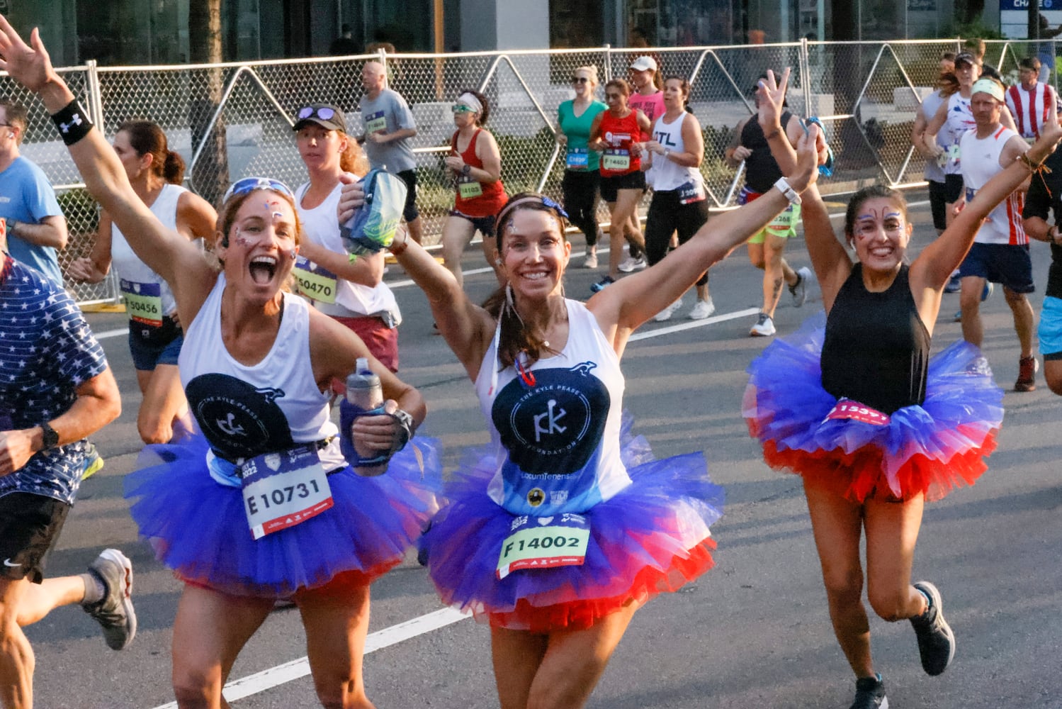 Runners in the 53rd running of the Atlanta Journal-Constitution Peachtree Road Race in Atlanta on Monday, July 4, 2022. (Miguel Martinez / Miguel.MartinezJimenez@ajc.com)