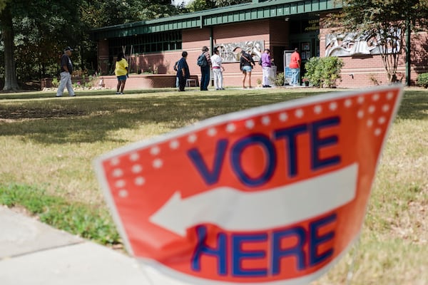 Georgians cast their votes at Adams Park Library on the first day of early voting in Atlanta on Oct. 17, 2022. (Gabriela Bhaskar/The New York Times)