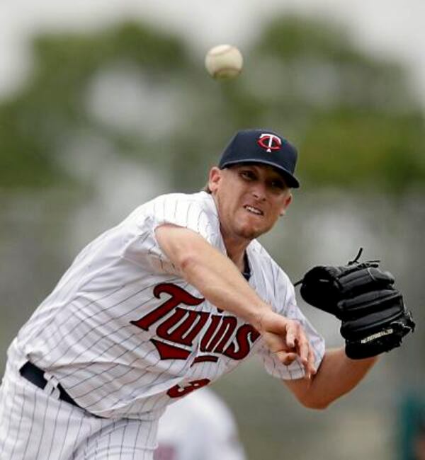 Minnesota Twins starting pitcher Kevin Correia throws to first on a pick-off attempt trying to catch Philadelphia Phillies' Pete Orr off base during the second inning of an exhibition spring training baseball game, Wednesday, Feb. 27, 2013, in Fort Myers, Fla. (AP Photo/David Goldman) Kevin Correia, whom the Dodgers got in a Saturday trade from the Twins, starts the series opener Monday vs. Braves.