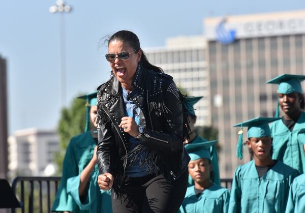 Atlanta Public Schools Superintendent Meria Carstarphen delivers her  2018 State of the District address in a non-traditional way while dancing and performing with students. AJC File photo.  HYOSUB SHIN / HSHIN@AJC.COM