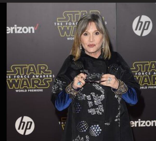 Carrie Fisher at the Hollywood premiere of "Star Wars: The Force Awakens." Photo by Jason Merritt/Getty Images)