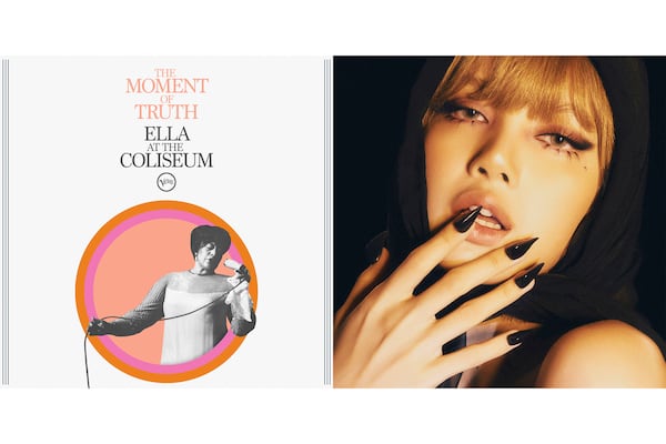 This combination of album covers shows "The Moment of Truth: Ella At The Coliseum" by Ella Fitzgerald, left, and "Alter Ego" by LISA. (Verve via AP, left, and RCA Records)