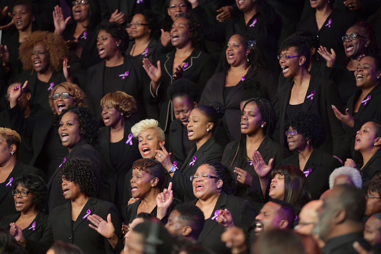 Mourners attend the funeral of Bishop Eddie Long