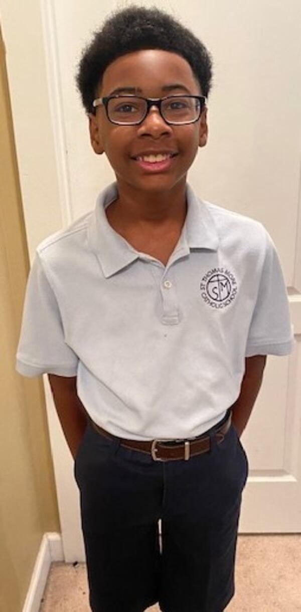 Jackson Walker, 12, began seventh grade at St. Thomas More Catholic School i n Decatur on Monday. (Photo courtesy Daniel Walker)