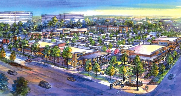 This rendering provides a look at how the corner on Ashford Dunwoody Road could change. (Photo: Branch Properties, via city of Dunwoody)