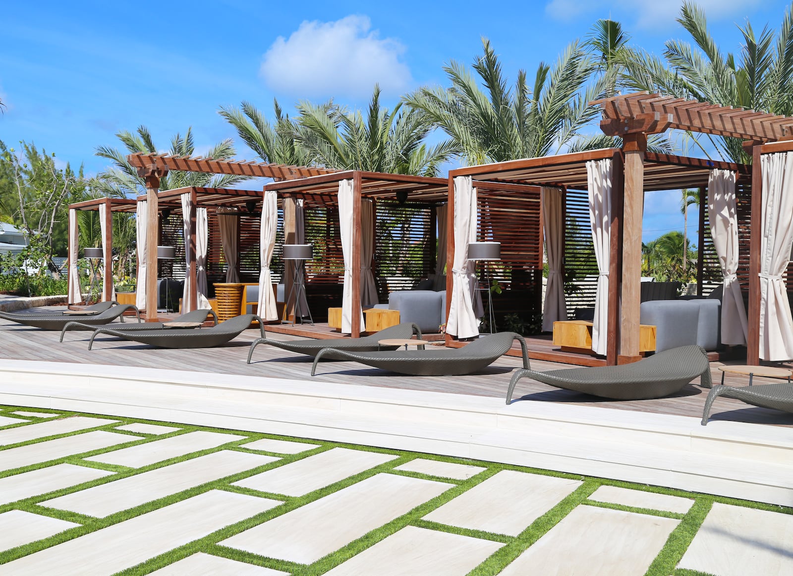 The poolside cabanas at the Kimpton Seafire Resort and Spa on Grand Cayman.

Courtesy of Cayman Islands Department of Tourism