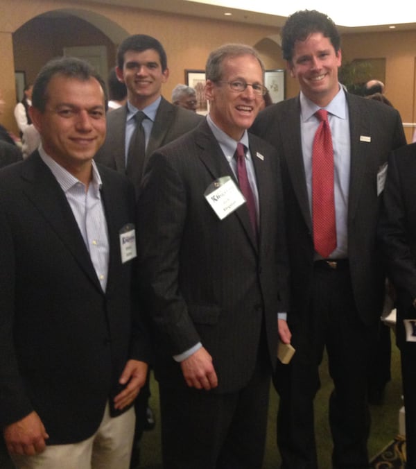 FROM LEFT: Khalid Satary, Jordan Satary, Jack Kingston, and Confirmatrix VP Richard Sasnett at a Dec. 6, 2013 fundraiser for Kingston at the Chateau Elan Winery and Resort in Braselton.