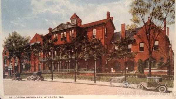 Postcard of St. Joseph's Infirmary, where O'Brien began her nursing career, taken in the 1920's.